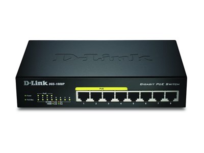 D-Link DGS-1008P 8-Port Gigabit PoE Unmanaged Desktop Switch