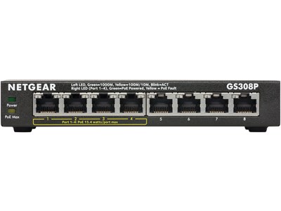 Netgear GS308P Unmanaged Gigabit Ethernet (10/100/1000) Power over Ethernet (PoE) Zwart