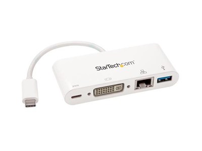 StarTech USB-C multiport adapter voor laptops Power Delivery DVI GbE USB 3.0 - DKT30CDVPD