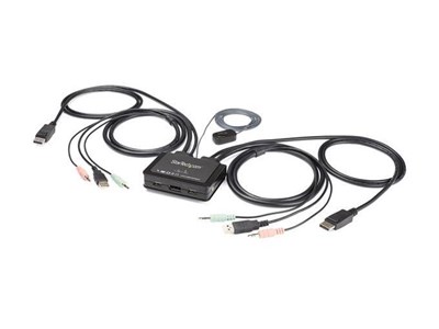 StarTech.com 2-poorts USB 4K 60Hz DisplayPort KVM switch met ge&#239;ntegreerde kabels