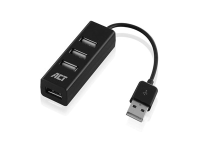 ACT USB 2.0 hub - Zwart